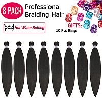 Alrence Pre Stretched Braiding Hair Long Braid 20 Inch 8 Packs Professional Braiding Hair Extensions Synthetic Crochet Twist Bra