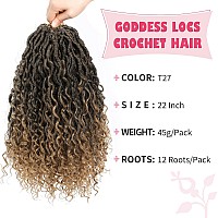 Alicoco Goddess Locs Crochet Hair 22 Inch 8 Packs Faux Locs Crochet Hair For Women Boho Locs Prelooped River Crochet Locs With