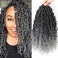 Goddess Locs Crochet Hair Silver Grey 18 Inch 7 Packs Faux Locs Crochet Hair Soft Crochet Locs Boho Locs Crochet Hair Synthetic