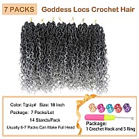 Goddess Locs Crochet Hair Silver Grey 18 Inch 7 Packs Faux Locs Crochet Hair Soft Crochet Locs Boho Locs Crochet Hair Synthetic