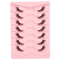 Gmagictobo False Eyelashes Fluffy Wispy Half Lashes Cat Eye Look Natural Clear Band Eyelashes 12 Faux Mink Lashes 7 Pairs