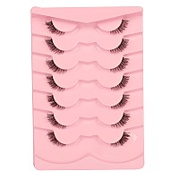 Gmagictobo False Eyelashes Short Natural Half Eyelashes Wispy Clear Band Cat Eye Lashes Pack 3D Faux Mink 34 Lashes