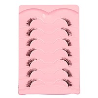 Gmagictobo False Eyelashes Short Natural Half Eyelashes Wispy Clear Band Cat Eye Lashes Pack 3D Faux Mink 34 Lashes