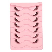 Gmagictobo Fluffy Half Eyelashes Wispy Short False Eyelashes Natural Look Cat Eye Lashes Pack Clear Band 3D Lashes Strips 7 Pair