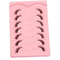 Gmagictobo Fluffy Half Eyelashes Wispy Short False Eyelashes Natural Look Cat Eye Lashes Pack Clear Band 3D Lashes Strips 7 Pair