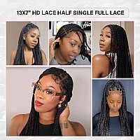 Sangtok 13X8 Hd Lace Front Braided Wigs For Black Women 36 Inch Knotless Small Box Braids Wigs Transparent Invisible Half Singl