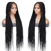 Sangtok 13X8 Hd Lace Front Braided Wigs For Black Women 36 Inch Knotless Small Box Braids Wigs Transparent Invisible Half Singl