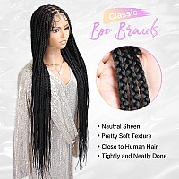 Sangtok 13X8 Hd Lace Front Braided Wigs For Black Women 36 Inch Knotless Small Box Braids Wigs Transparent Invisible Half Singl