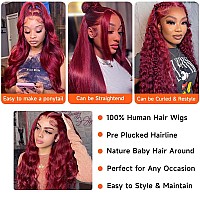 99J Burgundy Lace Front Wigs Human Hair 13X4 Body Wave Lace Front Wigs Human Hair 180 Density Preplucked Virgin Hair Full And T