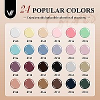 Vanreesa 24 Colors Gel Nail Polish Kit With U V Light 42 Pcs Gel Nail Polish Kit Glossy Matte Top Coat Complete Gel Nail Kit W