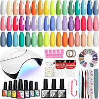 Vanreesa Gel Nail Polish Kit With U V Light 24 Colors Gel Nail Polish Set Glossy Matte Top Coat Complete Gel Nail Kit With Man