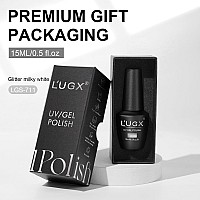 Lugx Milky White Glitter Gel Nail Polish 15Ml Neutral Sparkle Sheer Gel Polish U V Jelly Translucent Natural French Gel Nail Co