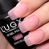 Lugx Sheer Pink Jelly Gel Nail Polish 15Ml Neutral Nude Gel Polish Translucent Natutal French Uv Gel Nail For Nail Art Diy Mani