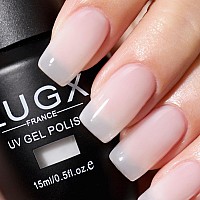 Lugx Sheer Milky White Gel Polish 15Ml Neutral Translucent Gel Nail Polish Uv Jelly Natural French Gel Nail Color For Nail Art