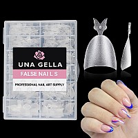 Una Gella Short Round Nail Tips 504Pcs Short Oval Almond Nail Tips Half Cover No Need File Clear Gel Nails Tips False Fake Nails