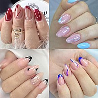 Una Gella Short Round Nail Tips 504Pcs Short Oval Almond Nail Tips Half Cover No Need File Clear Gel Nails Tips False Fake Nails