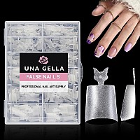 Una Gella Short Coffin Fake Nails 504Pcs Half Cover Matte Nail Tips Extra Short Coffin Gel X Nail Tips No C Curve Prebuff No Ne