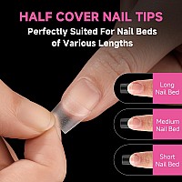 Una Gella Short Coffin Fake Nails 504Pcs Half Cover Matte Nail Tips Extra Short Coffin Gel X Nail Tips No C Curve Prebuff No Ne