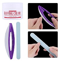 Nail Art Buffing Cream Nail Brush Buffer Varnish Polish + Polishing Strip Kit, Provides Look For Nails, Suitable For Salon And Personal Use