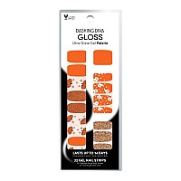 Dashing Diva Gloss Nail Strips Pumpkin Charm Uv Free Chip Resistant Long Lasting Gel Nail Stickers Contains 32 Nail Wrap