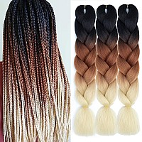 Afnote Ombre Braiding Hair Extensions For Women 24 Inch 3Pcs Synthetic Jumbo Braid Hair Extension Profession Crochet Hair Extens