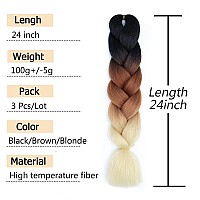 Afnote Ombre Braiding Hair Extensions For Women 24 Inch 3Pcs Synthetic Jumbo Braid Hair Extension Profession Crochet Hair Extens