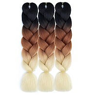 Afnote Ombre Braiding Hair Extensions For Women 24 Inch 3Pcs Synthetic Jumbo Braid Hair Extension Profession Crochet Hair Extens