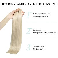 Doores Clip In Hair Extensions Human Hair Platinum Blonde Virgin Human Hair Clip In Extensions Invisible Edge Clip In 130G 7P