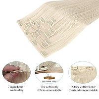 Doores Clip In Hair Extensions Human Hair Platinum Blonde Virgin Human Hair Clip In Extensions Invisible Edge Clip In 130G 7P