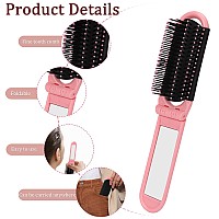 Folding Travel Hair Brush With Mirror Massage Comb And Styling Tool Compact 2 Pack Black Pink