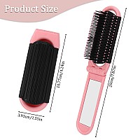 Folding Travel Hair Brush With Mirror Massage Comb And Styling Tool Compact 2 Pack Black Pink