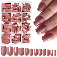 Loveourhome 240Pc Brown Press On Nails Medium Square Fake Nails Press Ons Square Nail Tips Gel False Nails Colored Presson Artif