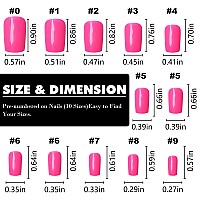 Loveourhome 240Pc Hot Pink Press On Nails Medium Square Fake Nails Press Ons Square Nail Tips Gel False Nails Colored Presson Ar