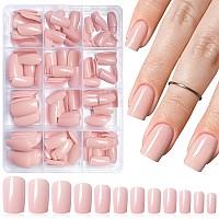 Loveourhome 240Pc Nude Press On Nails Medium Square Fake Nails Press Ons Square Nail Tips Gel False Nails Colored Presson Artifi