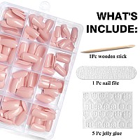 Loveourhome 240Pc Nude Press On Nails Medium Square Fake Nails Press Ons Square Nail Tips Gel False Nails Colored Presson Artifi