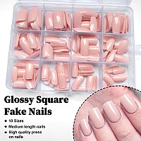 Loveourhome 240Pc Nude Press On Nails Medium Square Fake Nails Press Ons Square Nail Tips Gel False Nails Colored Presson Artifi