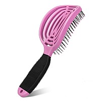 Nuway 4Hair Doublec Us Patented Double Curved Detangling Brush Rose Pink