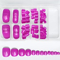 Addfavor 120Pc Press On Toenails Deep Purple Toe Nails Press On Colored Glossy Fake Nail Full Cover Acrylic False Toe Tips With