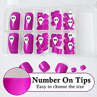 Addfavor 120Pc Press On Toenails Deep Purple Toe Nails Press On Colored Glossy Fake Nail Full Cover Acrylic False Toe Tips With