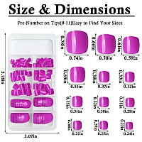 Addfavor 120Pc Press On Toenails Deep Purple Toe Nails Press On Colored Glossy Fake Nail Full Cover Acrylic False Toe Tips With