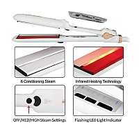 Dorisilk Steam Hair Straightener And Curler Iron 2 In 1 Professional Salon Infrared Flat Iron Wide Tourmaline Ceramic Plate Va