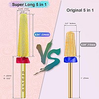 Depvko Super Long 5 In 1 Nail Drill Bits 332 Carbide Tungsten Bits Two Way Rotate Professional Advanced Safety Bits For Nai