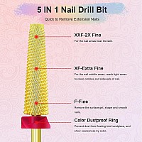 Depvko Super Long 5 In 1 Nail Drill Bits 332 Carbide Tungsten Bits Two Way Rotate Professional Advanced Safety Bits For Nai