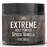 Viking Revolution Spiced Vanilla Hair Pomade For Men Extreme Hold Hair Gel For Men Water Based Mens Pomade Extra Firm Mens H