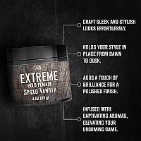 Viking Revolution Spiced Vanilla Hair Pomade For Men Extreme Hold Hair Gel For Men Water Based Mens Pomade Extra Firm Mens H