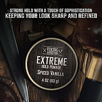 Viking Revolution Spiced Vanilla Hair Pomade For Men Extreme Hold Hair Gel For Men Water Based Mens Pomade Extra Firm Mens H