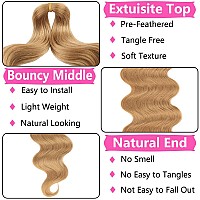 Cookoo 3 Pack 14 Inch Honey Golden Body Wave Braiding Hair Prefeathered Bouncy Braids Hair French Curl Wavy Braids Synthetic Ha