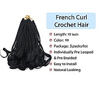 Curly Crochet Hair 12Inch French Curl Crochet Braids Pre Looped French Curl Braiding Hair 10 Inch Goddess Box Braids Crochet Hai