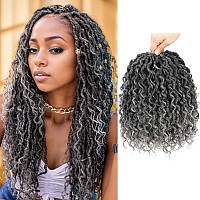 Forevery Faux Locs Crochet Hair 12 Inch Goddess Locs Crochet Hair 6 Packs Prelooped Crochet Hair For Black Women Grey Crochet Lo