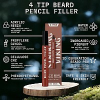 2 Pack Beard Pencil Filler For Men With 4 Tips Updated Beard Filling Pen Kit With Brush Long Lasting Waterproof Beard Pen F